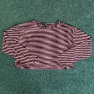 Forever 21 long sleeve striped crop top